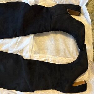 Black Suede Knee-High Boots